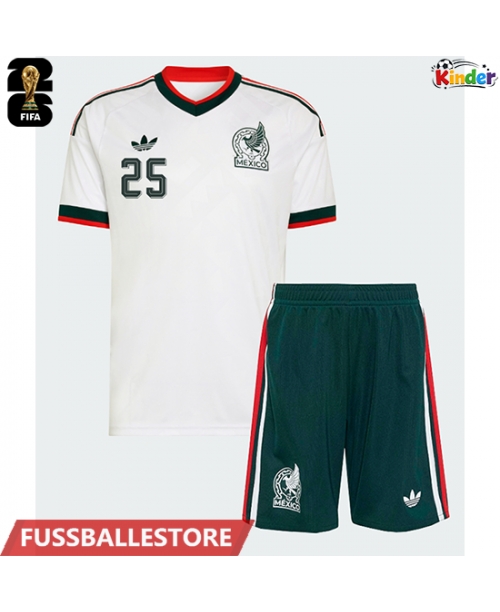 Günstige Mexiko Roberto Alvarado #25 Auswärts Trikotsatzt Kinder WM 2026 Kurzarm (+ Kurze Hosen)
